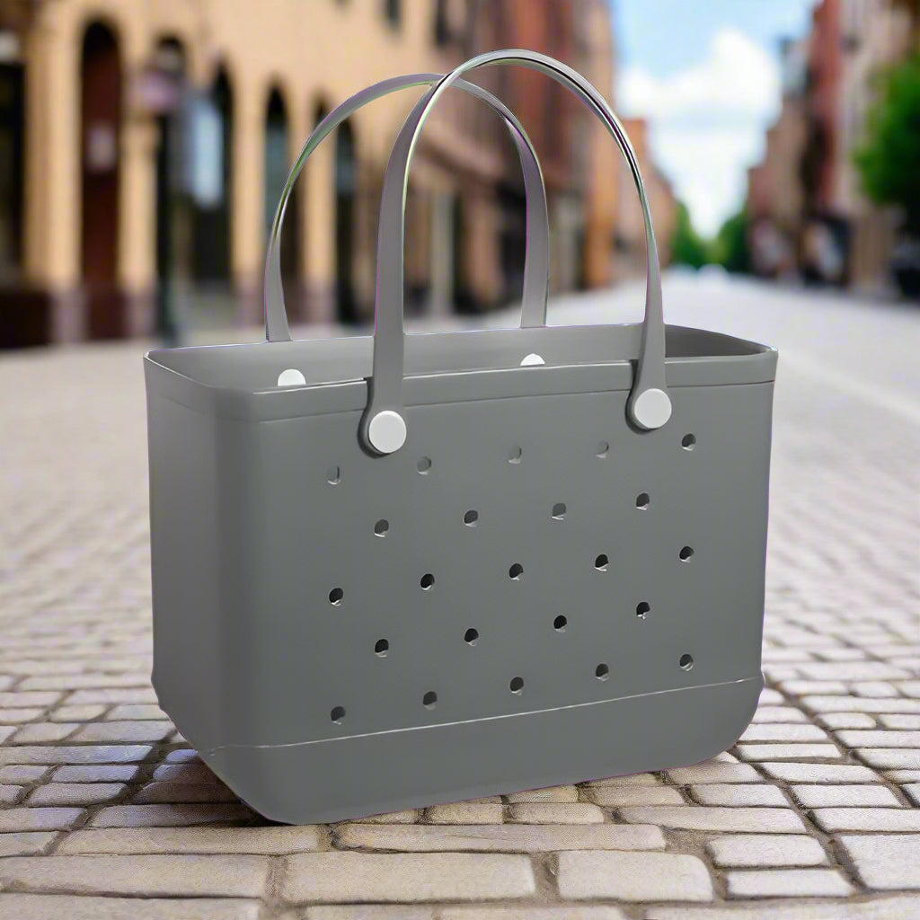 Women's Beach Bag, Waterproof Beach Rubber Tote Bag, Washable and Open Handbag Rubber Beach Handbag (10.62*8.26*4.33in) Size large - 7DAY'S