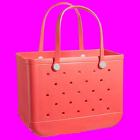 Women's Beach Bag, Waterproof Beach Rubber Tote Bag, Washable and Open Handbag Rubber Beach Handbag (10.62*8.26*4.33in) Size large - 7DAY'S