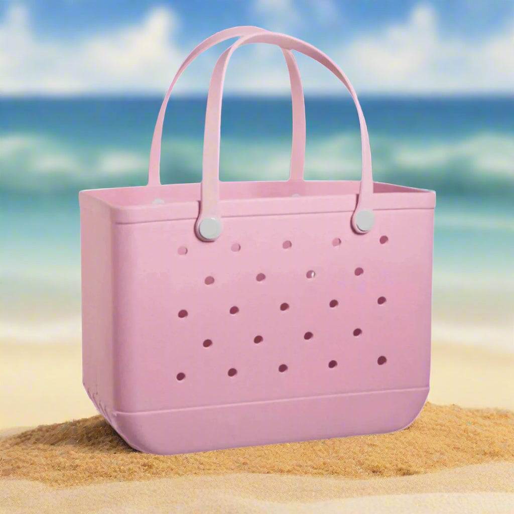 Women's Beach Bag, Waterproof Beach Rubber Tote Bag, Washable and Open Handbag Rubber Beach Handbag (10.62*8.26*4.33in) Size large - 7DAY'S
