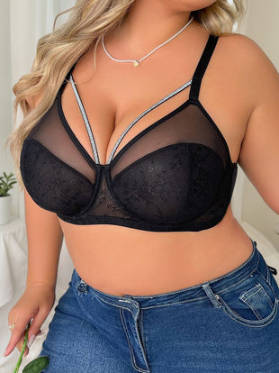 Women's Big Size Lace See-Through Bra - Comfortable and Breathable - Womenswear