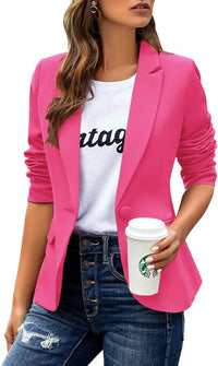 Womens Casual Blazers Long Sleeve Lapel Button Slim Work Office Blazer Jacket - 7DAY'S