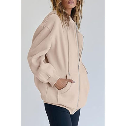 Women's Cute Hoodies Teen Girl Fall Jacket Oversized Sweatshirts Casual Drawstring Clothes Zip Up Y2K Hoodie with Pocket - 7DAY'S