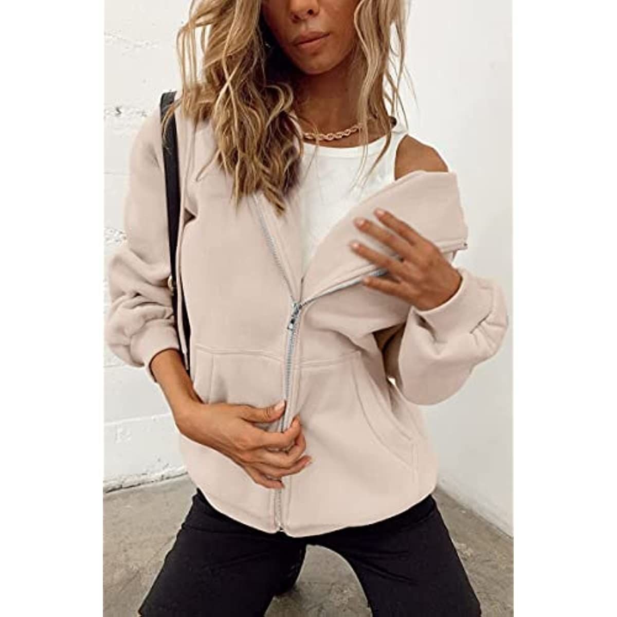 Women's Cute Hoodies Teen Girl Fall Jacket Oversized Sweatshirts Casual Drawstring Clothes Zip Up Y2K Hoodie with Pocket - 7DAY'S