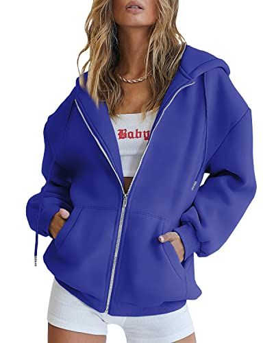Women's Cute Hoodies Teen Girl Fall Jacket Oversized Sweatshirts Casual Drawstring Clothes Zip Up Y2K Hoodie with Pocket - 7DAY'S