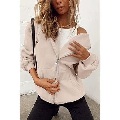 Women's Cute Hoodies Teen Girl Fall Jacket Oversized Sweatshirts Casual Drawstring Clothes Zip Up Y2K Hoodie with Pocket - 7DAY'S