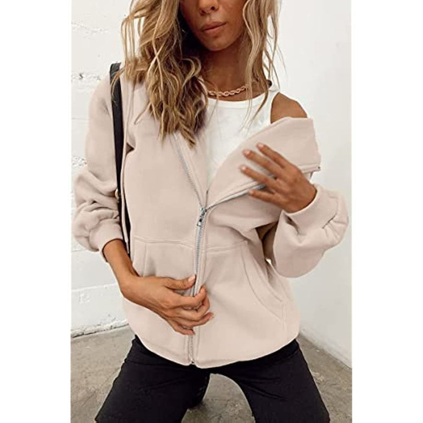 Women's Cute Hoodies Teen Girl Fall Jacket Oversized Sweatshirts Casual Drawstring Clothes Zip Up Y2K Hoodie with Pocket - 7DAY'S