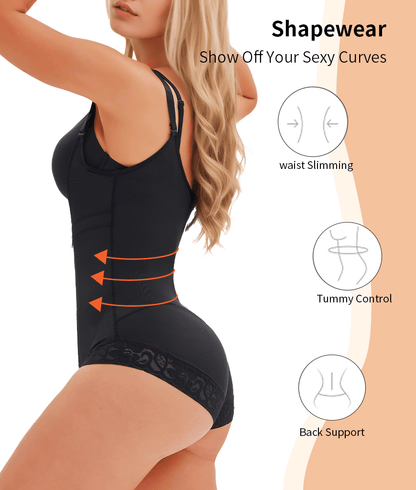 Women's Fajas Colombianas Shapewear for Women Postpartum Tummy Control Bodysuit Full Body Shaper for Women Body Butt Lifter Panties Zipper Straps Thong Bodysuit - 7DAY'S