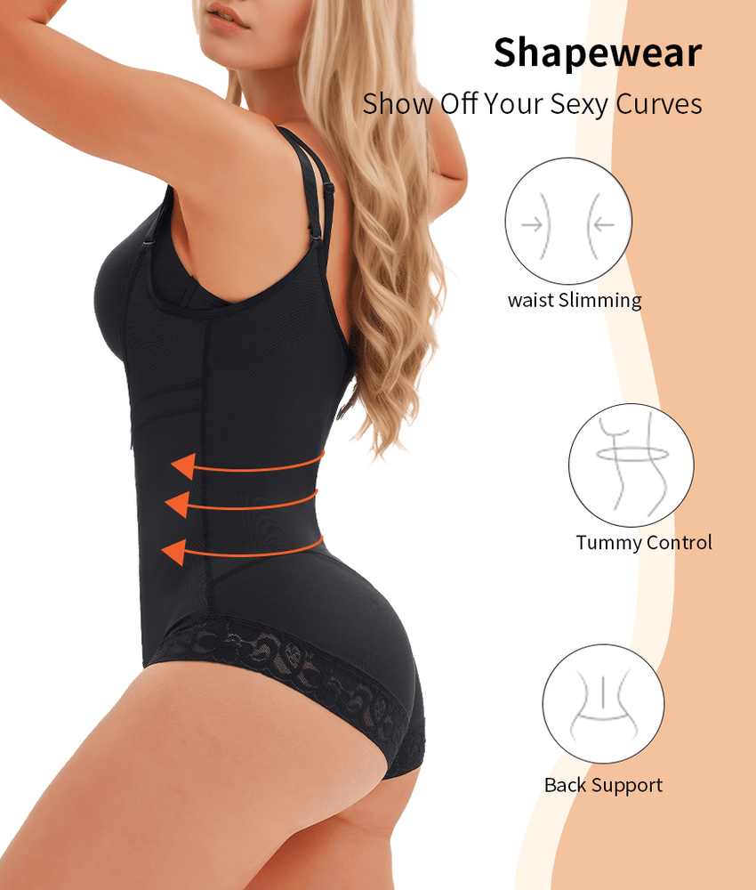 Women's Fajas Colombianas Shapewear for Women Postpartum Tummy Control Bodysuit Full Body Shaper for Women Body Butt Lifter Panties Zipper Straps Thong Bodysuit - 7DAY'S