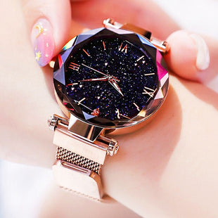 Women's Fashion Starry Sky Watches Magnet Buckle Mesh Belt Diamond Quartz Watch Women Dress Clock - 7DAY'S