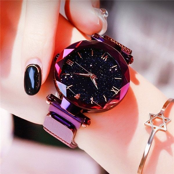 Women's Fashion Starry Sky Watches Magnet Buckle Mesh Belt Diamond Quartz Watch Women Dress Clock - 7DAY'S