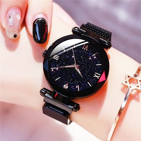 Women's Fashion Starry Sky Watches Magnet Buckle Mesh Belt Diamond Quartz Watch Women Dress Clock - 7DAY'S