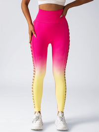 Women's High - Waisted Gradient Yoga Pants, Cutout Leggings, Booty Lifting, Athletic Long Tights For Fitness Workout, Breathable Sportswear - 7DAY'S