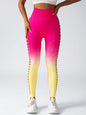 Women's High - Waisted Gradient Yoga Pants, Cutout Leggings, Booty Lifting, Athletic Long Tights For Fitness Workout, Breathable Sportswear - 7DAY'S