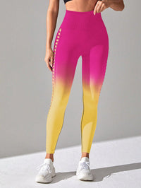 Women's High - Waisted Gradient Yoga Pants, Cutout Leggings, Booty Lifting, Athletic Long Tights For Fitness Workout, Breathable Sportswear - 7DAY'S