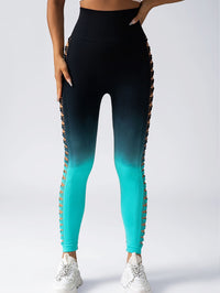 Women's High - Waisted Gradient Yoga Pants, Cutout Leggings, Booty Lifting, Athletic Long Tights For Fitness Workout, Breathable Sportswear - 7DAY'S
