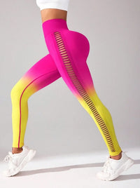 Women's High - Waisted Gradient Yoga Pants, Cutout Leggings, Booty Lifting, Athletic Long Tights For Fitness Workout, Breathable Sportswear - 7DAY'S