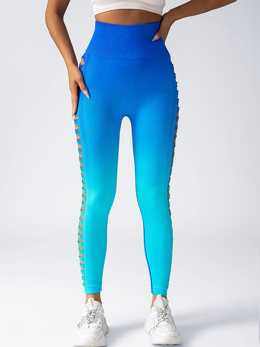 Women's High - Waisted Gradient Yoga Pants, Cutout Leggings, Booty Lifting, Athletic Long Tights For Fitness Workout, Breathable Sportswear - 7DAY'S