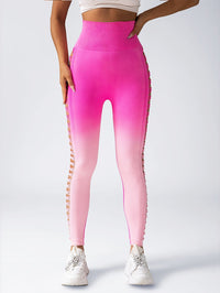 Women's High - Waisted Gradient Yoga Pants, Cutout Leggings, Booty Lifting, Athletic Long Tights For Fitness Workout, Breathable Sportswear - 7DAY'S