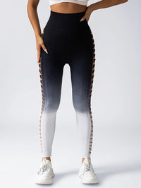 Women's High - Waisted Gradient Yoga Pants, Cutout Leggings, Booty Lifting, Athletic Long Tights For Fitness Workout, Breathable Sportswear - 7DAY'S