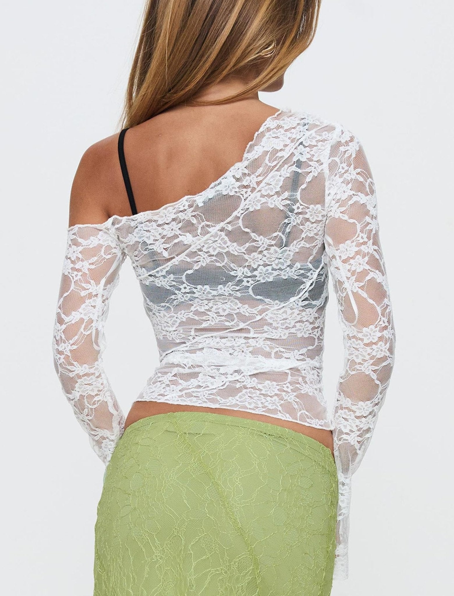 Womens Off The Shoulder Tops Lace Mesh Long Sleeve Going Out Shirts Crop Cute Y2K Fall Trendy 2025 - 7DAY'S