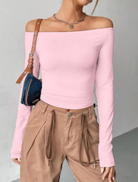 Womens Off The Shoulder Tops Long Sleeve Going Out Basic Shirts Cute Y2K Fall Trendy Fashion 2025 - 7DAY'S