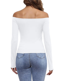 Womens Off The Shoulder Tops Long Sleeve Going Out Basic Shirts Cute Y2K Fall Trendy Fashion 2025 - 7DAY'S
