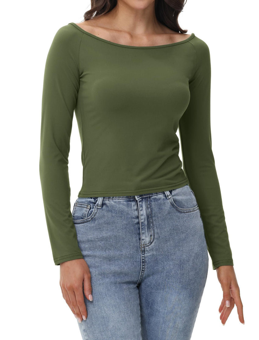 Womens Off The Shoulder Tops Long Sleeve Going Out Basic Shirts Cute Y2K Fall Trendy Fashion 2025 - 7DAY'S