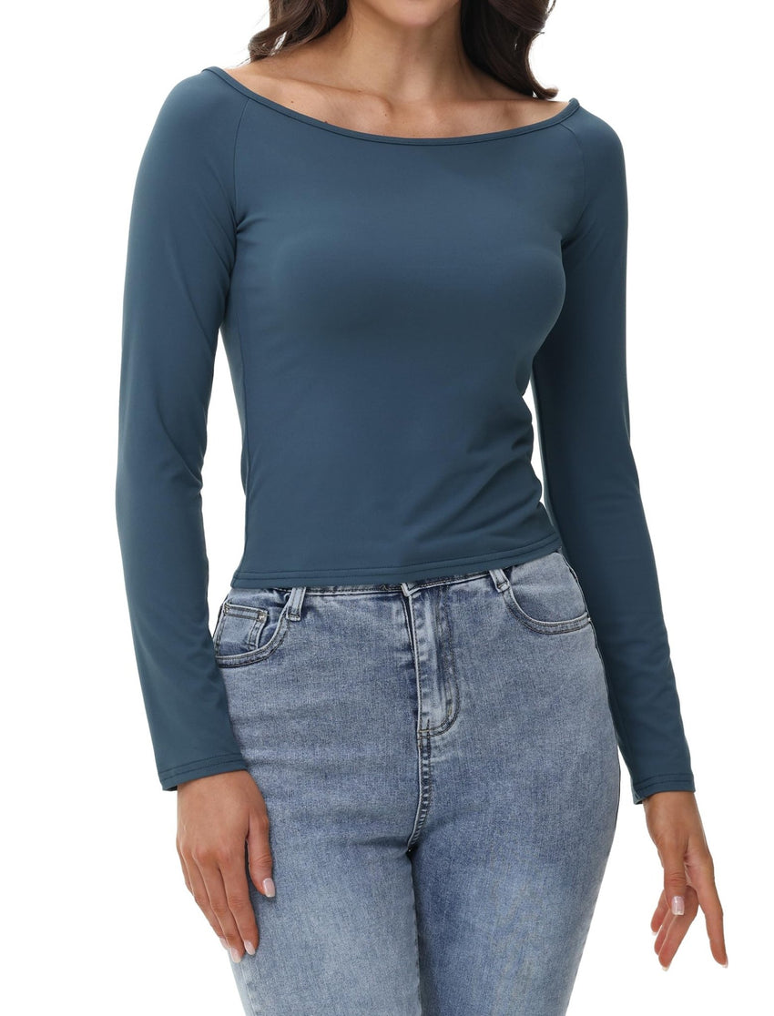Womens Off The Shoulder Tops Long Sleeve Going Out Basic Shirts Cute Y2K Fall Trendy Fashion 2025 - 7DAY'S