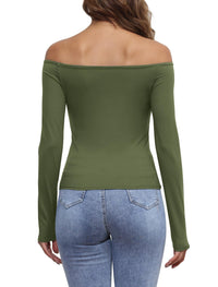 Womens Off The Shoulder Tops Long Sleeve Going Out Basic Shirts Cute Y2K Fall Trendy Fashion 2025 - 7DAY'S