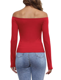 Womens Off The Shoulder Tops Long Sleeve Going Out Basic Shirts Cute Y2K Fall Trendy Fashion 2025 - 7DAY'S