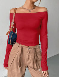 Womens Off The Shoulder Tops Long Sleeve Going Out Basic Shirts Cute Y2K Fall Trendy Fashion 2025 - 7DAY'S