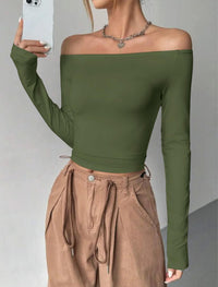 Womens Off The Shoulder Tops Long Sleeve Going Out Basic Shirts Cute Y2K Fall Trendy Fashion 2025 - 7DAY'S