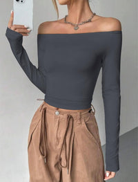 Womens Off The Shoulder Tops Long Sleeve Going Out Basic Shirts Cute Y2K Fall Trendy Fashion 2025 - 7DAY'S