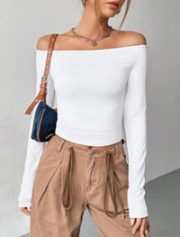 Womens Off The Shoulder Tops Long Sleeve Going Out Basic Shirts Cute Y2K Fall Trendy Fashion 2025 - 7DAY'S