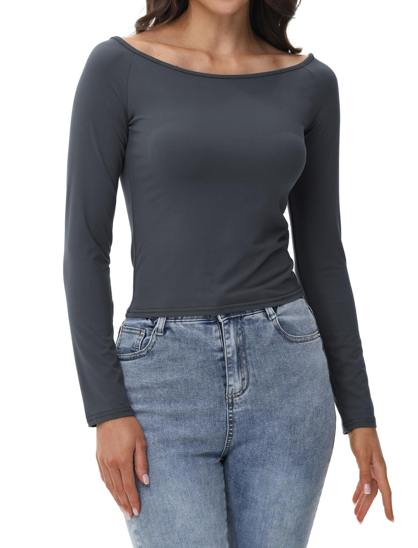 Womens Off The Shoulder Tops Long Sleeve Going Out Basic Shirts Cute Y2K Fall Trendy Fashion 2025 - 7DAY'S