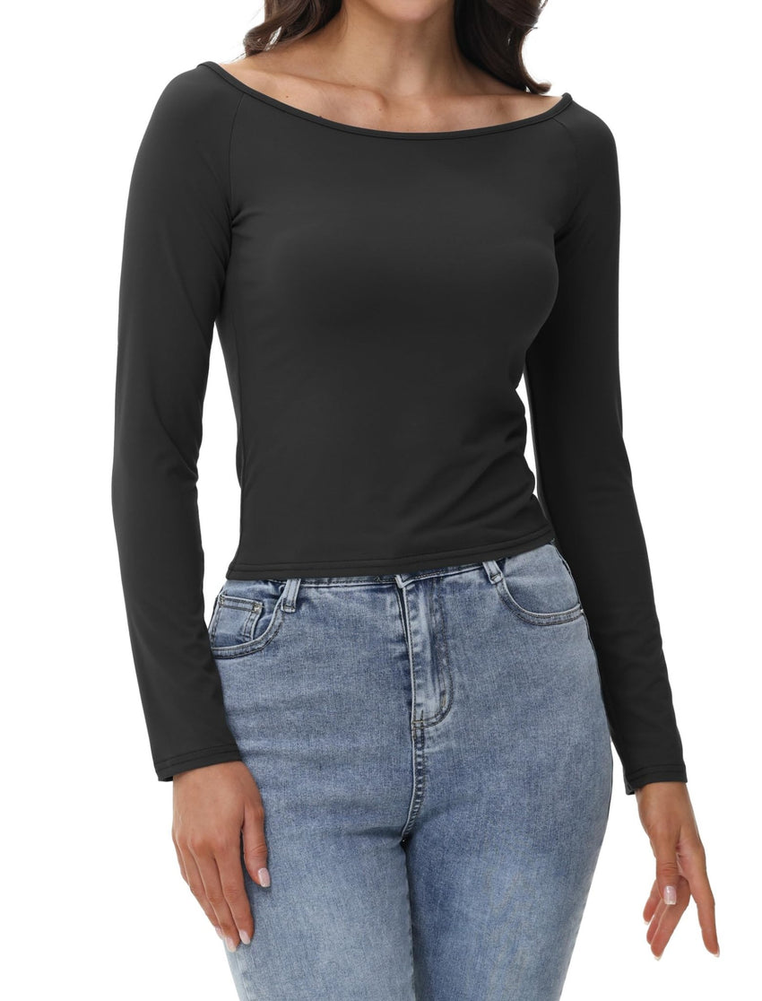 Womens Off The Shoulder Tops Long Sleeve Going Out Basic Shirts Cute Y2K Fall Trendy Fashion 2025 - 7DAY'S