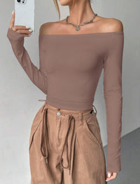 Womens Off The Shoulder Tops Long Sleeve Going Out Basic Shirts Cute Y2K Fall Trendy Fashion 2025 - 7DAY'S