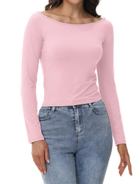 Womens Off The Shoulder Tops Long Sleeve Going Out Basic Shirts Cute Y2K Fall Trendy Fashion 2025 - 7DAY'S