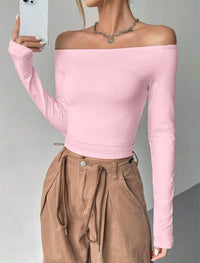 Womens Off The Shoulder Tops Long Sleeve Going Out Basic Shirts Cute Y2K Fall Trendy Fashion 2025 - 7DAY'S
