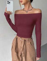 Womens Off The Shoulder Tops Long Sleeve Going Out Basic Shirts Cute Y2K Fall Trendy Fashion 2025 - 7DAY'S
