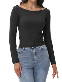 Womens Off The Shoulder Tops Long Sleeve Going Out Basic Shirts Cute Y2K Fall Trendy Fashion 2025 - 7DAY'S