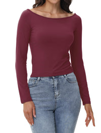 Womens Off The Shoulder Tops Long Sleeve Going Out Basic Shirts Cute Y2K Fall Trendy Fashion 2025 - 7DAY'S