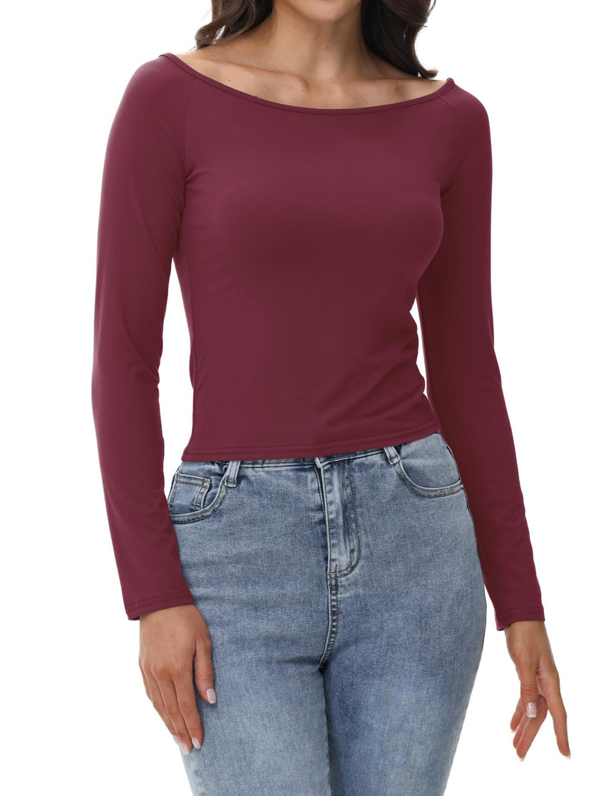Womens Off The Shoulder Tops Long Sleeve Going Out Basic Shirts Cute Y2K Fall Trendy Fashion 2025 - 7DAY'S