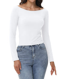 Womens Off The Shoulder Tops Long Sleeve Going Out Basic Shirts Cute Y2K Fall Trendy Fashion 2025 - 7DAY'S