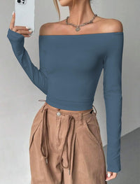 Womens Off The Shoulder Tops Long Sleeve Going Out Basic Shirts Cute Y2K Fall Trendy Fashion 2025 - 7DAY'S