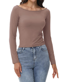 Womens Off The Shoulder Tops Long Sleeve Going Out Basic Shirts Cute Y2K Fall Trendy Fashion 2025 - 7DAY'S