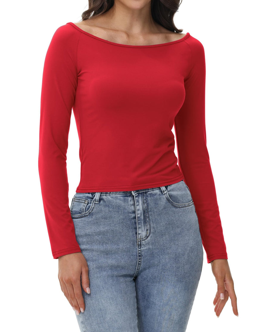 Womens Off The Shoulder Tops Long Sleeve Going Out Basic Shirts Cute Y2K Fall Trendy Fashion 2025 - 7DAY'S