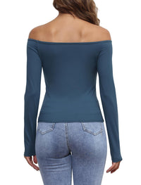 Womens Off The Shoulder Tops Long Sleeve Going Out Basic Shirts Cute Y2K Fall Trendy Fashion 2025 - 7DAY'S