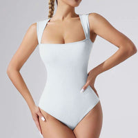 Women's One - piece Set Sleeveless Square Neck Skinny Yoga Bodysuit, Women's Sportswear Clothing - 7DAY'S
