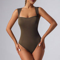 Women's One - piece Set Sleeveless Square Neck Skinny Yoga Bodysuit, Women's Sportswear Clothing - 7DAY'S